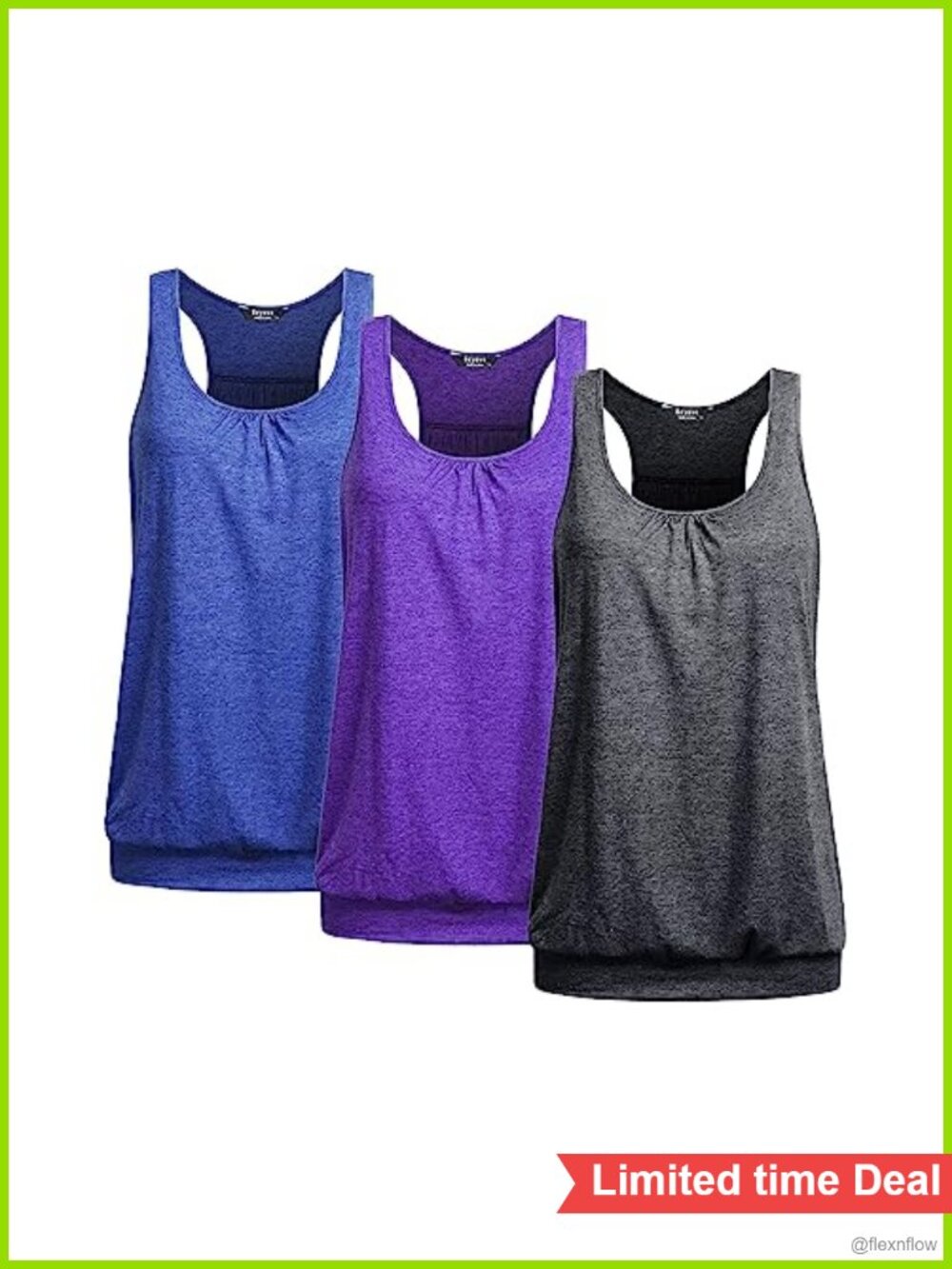 3-Pack Womens Racerback Tank Tops Sleeveless Yoga Gym Activewear Loose Fit